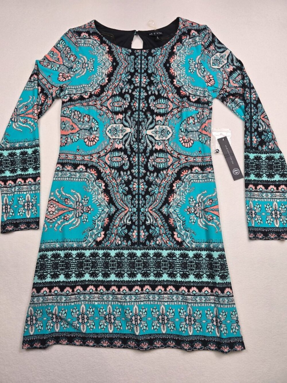 NWT As U Wish Small Paisley Print Long Sleeve Dress